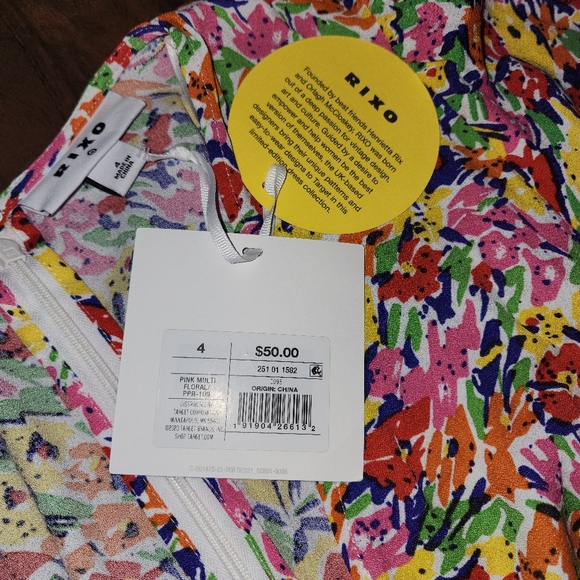 RIXO size 4 Colorful Floral Empire Waist Maxi Dress with smocked sleeve - Picture 13 of 16